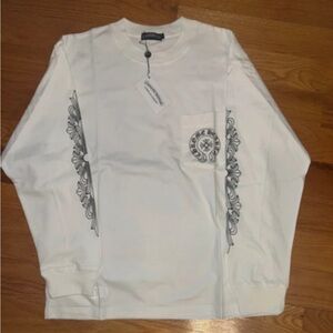 Chrome Hearts White Sweater with Black Detailing